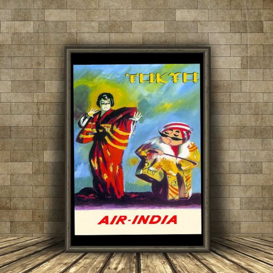 Vintage Air India Flights to Tokyo Geisha Poster Print A3/a4 - Etsy