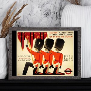 Vintage 1936 presenting the king's colours ceremony poster print a3/a4