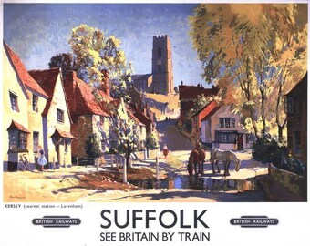 Poster Vintage British Rail Woodbridge Suffolk - A3/A2/A1 Print - Neuf