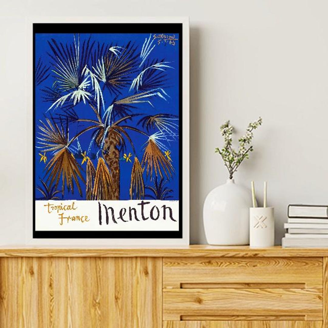 Vintage French Menton Cote D Azur Tourism Poster A3/a4 - Etsy