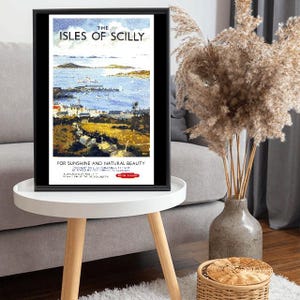 Stampa di poster d'epoca della ferrovia britannica delle isole Scilly in formato A3/A4