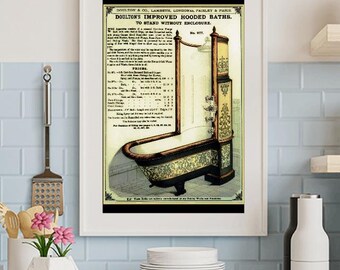 19th c. victorian doulton hooded bath tub advertisement v.1  a3 poster re print