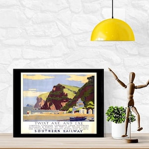 Vintage Südeisenbahnen Twixt Axt und Exe Devon Eisenbahn Poster a3/a4 Druck