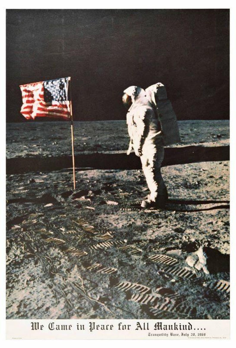 Vintage Nasa Apollo 11 Moon Landing Commemorative Poster Print A3/a4 ...