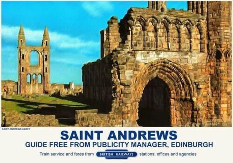 Vintage Style Railway Poster Saint Andrews Abbey Fife A4/a3/a2 Print - Etsy