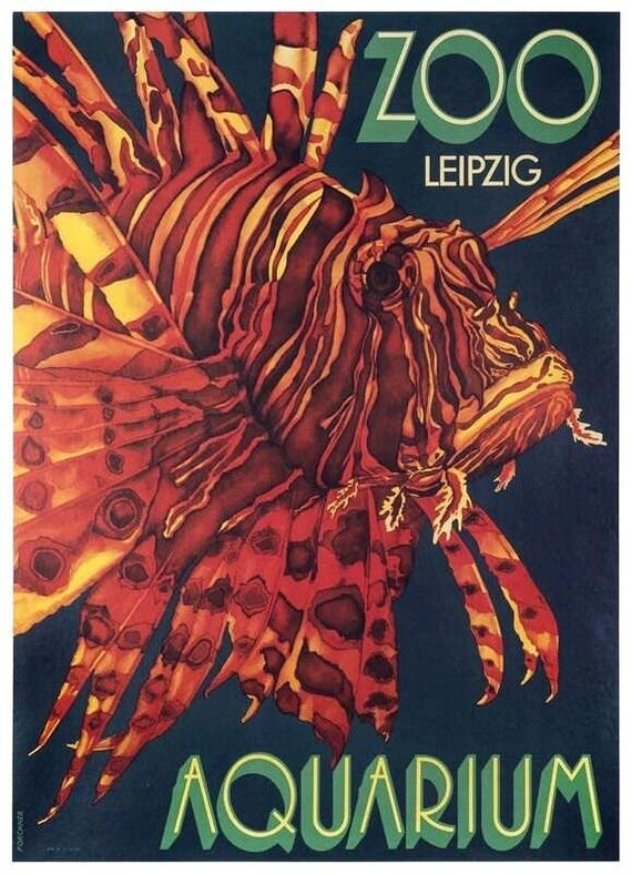 Vintage Leipzig Zoo Aquarium Tourism Poster Print A3/a4 - Etsy