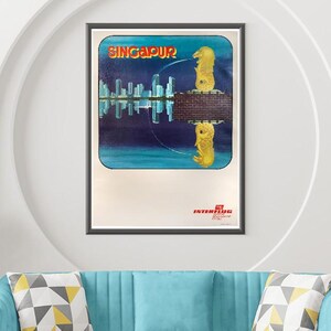 Vintage Interflug DDR Flug nach Singapur Poster Print A3/A4