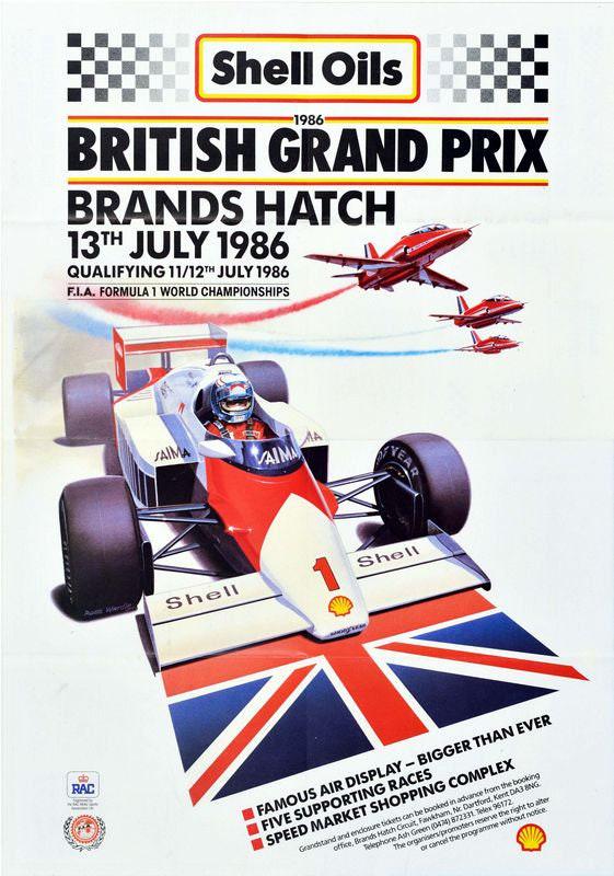 Vintage 1986 British Grand Prix Motor Racing Poster Print A3/a4 - Etsy