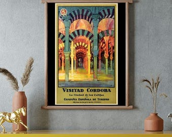 Manifesto turistico spagnolo vintage di Cordova, stampa A3/A4