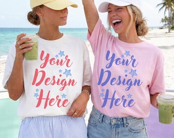 Comfort Colors 1717 Group Mockup, White & Blossom T Shirt Mockup, Bachelorette Shirts Mockup, Best Friend Matching Tee Mockup, C1717 Mockups