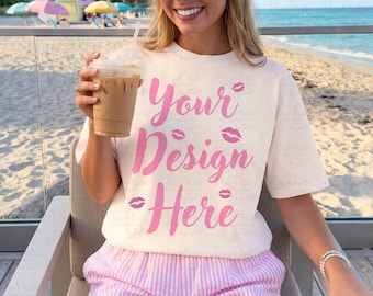 Comfort Colors 1717 Mockup, Ivory T Shirt Mockup, Beach Vacation Mockup, Girls Trip Shirt Mockup, Summer Tee Mockup, Lifestyle Mockup JPG