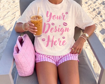 Comfort Colors 1717 Mockup, Ivory T Shirt Mockup, Beach Shirt Mockup, Girls Trip Mockup, Bachelorette Shirt Mockup, Summer Tee Mockup JPG