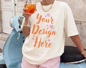 Comfort Colors C1717 Mockup Ivory Tshirt, Italian Summer T Shirt Mockup, Aperol Aesthetic, Vacation Tee Mockup, Bridesmaid Shirt Mockup