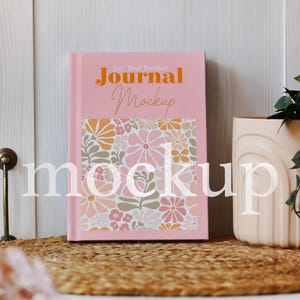 Elegant Scene Hardcover Journal Mockup, 5x7 Printify Notebook PSD Mock up, Real Photo Ruled Line Matte Cover Mockup, Photopea Smart Object
