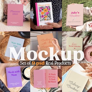 Puede incluir: Un conjunto de nueve libros de recetas con varios diseños y títulos, que incluyen "Planner 2025", "Flavors of Life", "Julia's Creations", "Made With Love", "Cooking with the Carpenters", "Our Recipe Collection", "Meals with Mom", "A Pinch of Love, A Dash of Flavor" y "Culinary Creations".