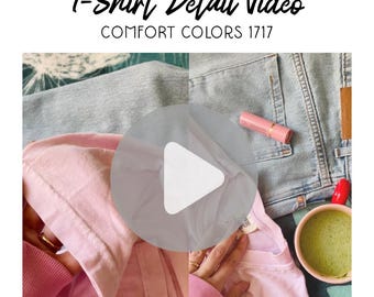 Comfort Colors 1717 Blossom Detail Video, Ausschnitt Naht & Stoff-Nahaufnahme, Soft Pink Tee Showcase, Real Produkt Mockup, No AI