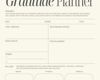 Daily Gratitude Journal Page | Printable PDF | Instant Download | Morning Routine & Mindfulness