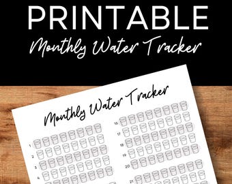 Tracker mensile dell'acqua, abitudini, semplice tracker degli obiettivi stampabile, tracker delle abitudini stampabile, obiettivi, foglio di monitoraggio, organizzazione