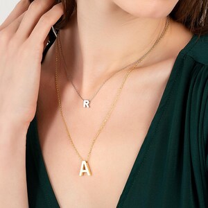 Collar con inicial de plata esterlina personalizado – Colgante con letra personalizada – Joyas con monograma minimalista – Collar con nombre elegante – Regalo para ella