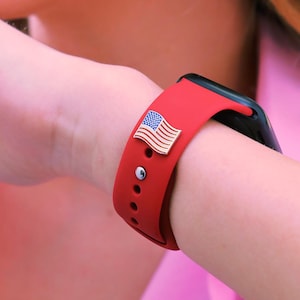 Charm plateado para correa de Apple Watch con la bandera estadounidense - 4 de julio