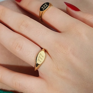 エンジェルナンバーシグネットリング：スターリングシルバーのスピリチュアルジュエリー