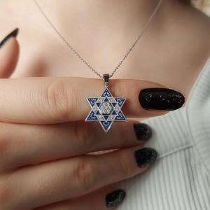 Star of David Silver & 14K Gold Necklace - Perfect Gift for Bat Mitzvah or Hanukkah - Dazzling Star of David Pendant - Magen David Necklace