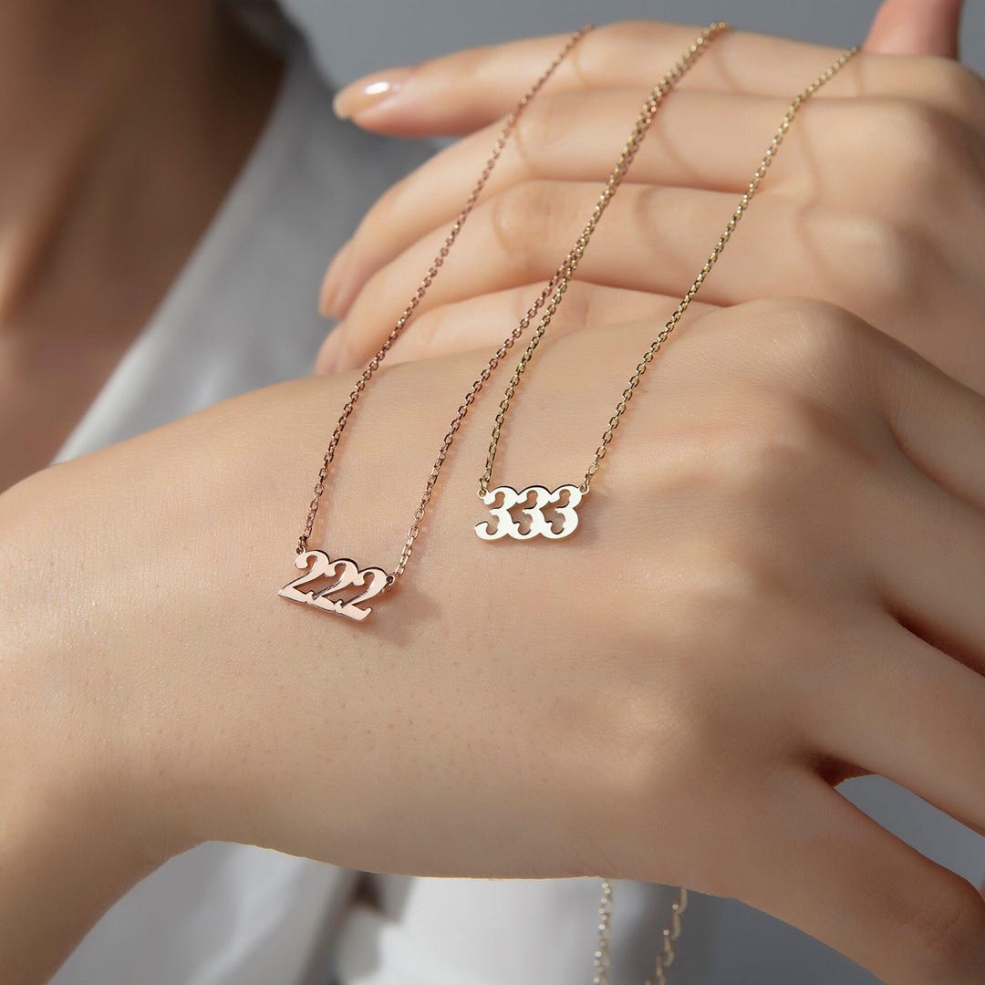 Angel Numbers Necklace | 14K Gold or Silver 111, 222, 333, 444, 555 ...