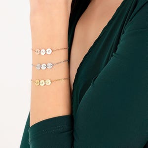 Personalized Disc Bracelet: Engraved Sterling Silver, Gold, Rose Gold