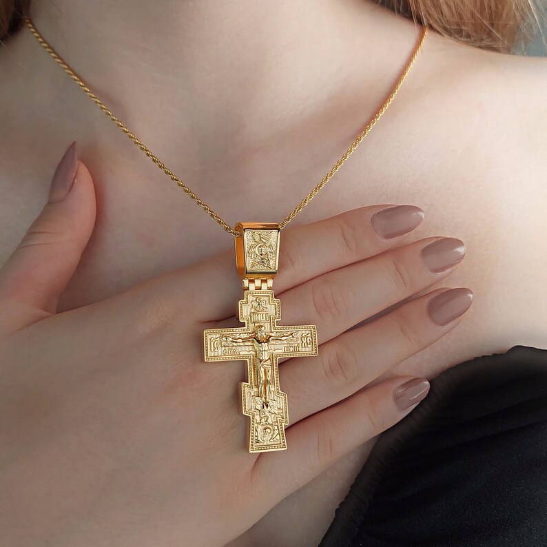 Jesus Cross Pendant | 925 Sterling Silver or 14K Gold - Etsy