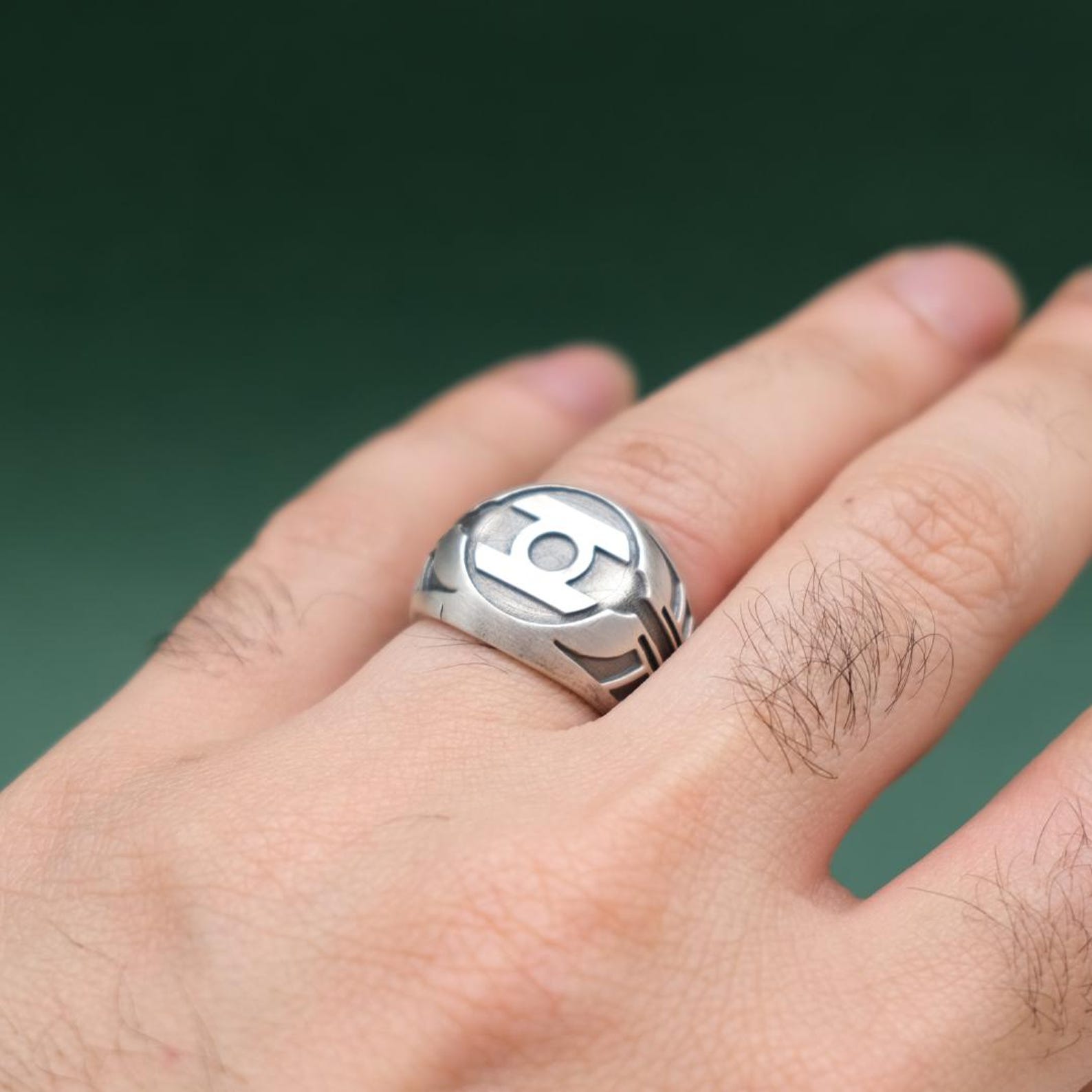 Hal Jordan Rings Green Lantern Ring - Hal Jordan Signet Ring - DC Comics Fan Jewelry ...