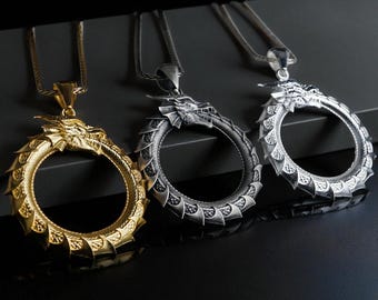 Colgante de dragón Ouroboros / Plata de ley 925