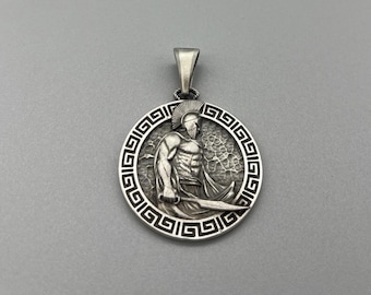 Spartan Silver Pendant: Ancient Greek Warrior