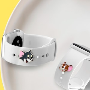 Tom and Jerry Silver Watch Band Charm - Apple Watch Accessory - Cartoon Character Charm - Watch Band - Cartoon Jewelry