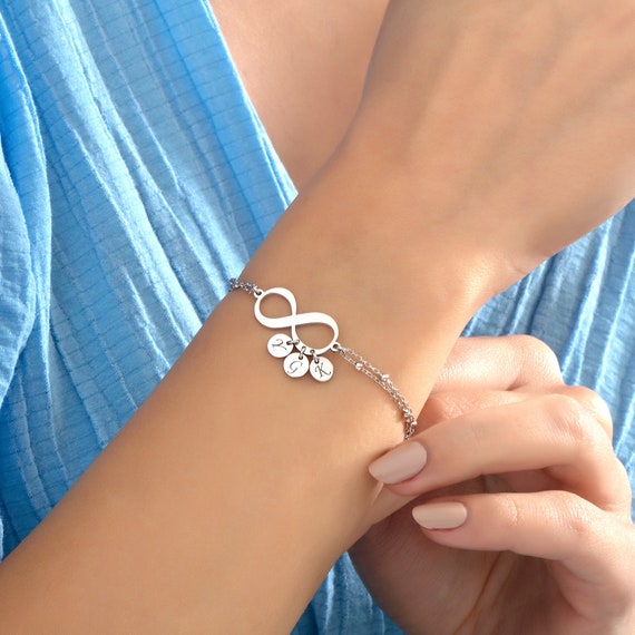 Initial Silver Bracelet | Personalized Coin Charm - image 1