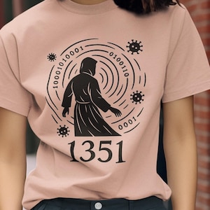 Camiseta de viajero en el tiempo con código binario: camiseta con meme de IA de Plaguecore