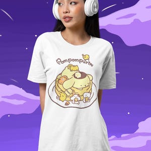 Pompompurin Kawaii Pancake T-Shirt – Cute Sanrio Characters, Adorable Honey Lover Dog, All Colors & Sizes, Free Shipping USA