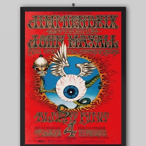 Jimi Hendrix 1968 San Francisco Vintage Concert Poster. The Jimi Hendrix Experience. Music Poster. Vintage Poster. Concert Poster.