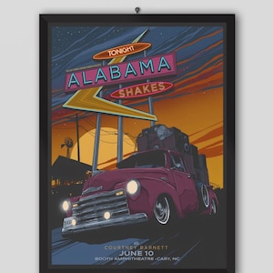 Alabama Shakes 2015 North Carolina Concert Poster. Brittany Howard, Zac Cockrell, Heath Fogg. Music Poster. Vintage Poster. Concert Poster.
