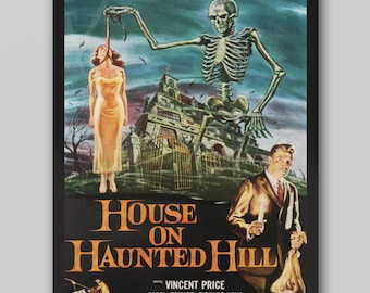 House on Haunted Hill 1959 Movie Poster. William Castle Movie. Vincent Price, Carol Ohmart, Richard Long. Movie Poster, Vintage Poster.