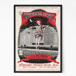 Grateful Dead 1982 University of California at Davis Bill Graham Concert Poster. Music Poster. Vintage Poster. Concert Poster. Printable.