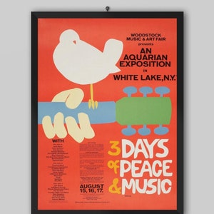 Manifesto del concerto vintage del festival di White Lake, New York, anni '70 di Woodstock. Manifesto musicale. Manifesto vintage. Manifesto del concerto. Stampabile.