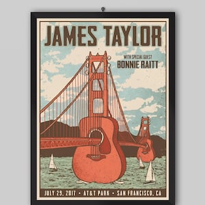 James Taylor 2017 San Francisco Vintage Poster. The Flying Machine. Music Poster. Vintage Poster. Concert Poster. Printable.