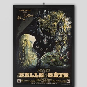La Bella y la Bête - La Bella y la Bestia Póster de la película de 1946. Película francesa. Jean Cocteau - Película René Clément. Cartel de película, cartel vintage