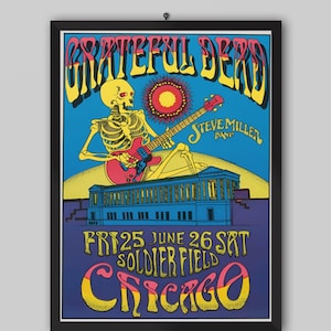 Grateful Dead 1992 Chicago Vintage Konzertplakat. Musik Poster. Vintage Plakat. Konzert Poster. Druckbar.
