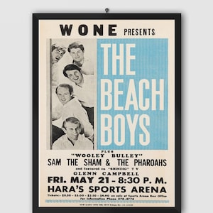 The Beach Boys 1965 Sacramento, manifesto vintage del concerto in stile classico pugilistico. Manifesto musicale. Manifesto vintage. Manifesto del concerto. Stampabile.