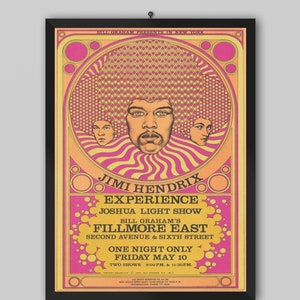 Jimi Hendrix 1968 Experience New York Poster Vintage Poster. The Jimi Hendrix Experience. Music Poster. Vintage Poster. Concert Poster.