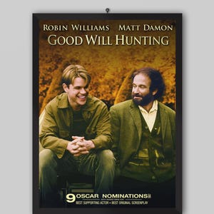 Good Will Hunting 1997 Movie Poster. Gus Van Sant Movie. Robin Williams, Matt Damon, Ben Affleck, Vintage Poster. Retro Movie Poster.