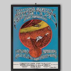 Grateful Dead, Jefferson Airplane 1969 S.F. Vintage Concert Poster. Music Poster. Vintage Poster. Concert Poster. Printable.