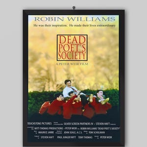 Dead Poets Society 1989 Movie Poster. Peter Weir Movie. Robin Williams, Robert Sean Leonard, Ethan Hawke, Vintage Poster. Retro Poster.