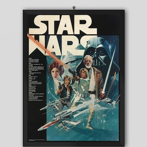 Star Wars Episode IV - A New Hope 1977 Movie Poster. George Lucas Movie. Mark Hamill, Harrison Ford, Carrie Fisher. Movie Poster.